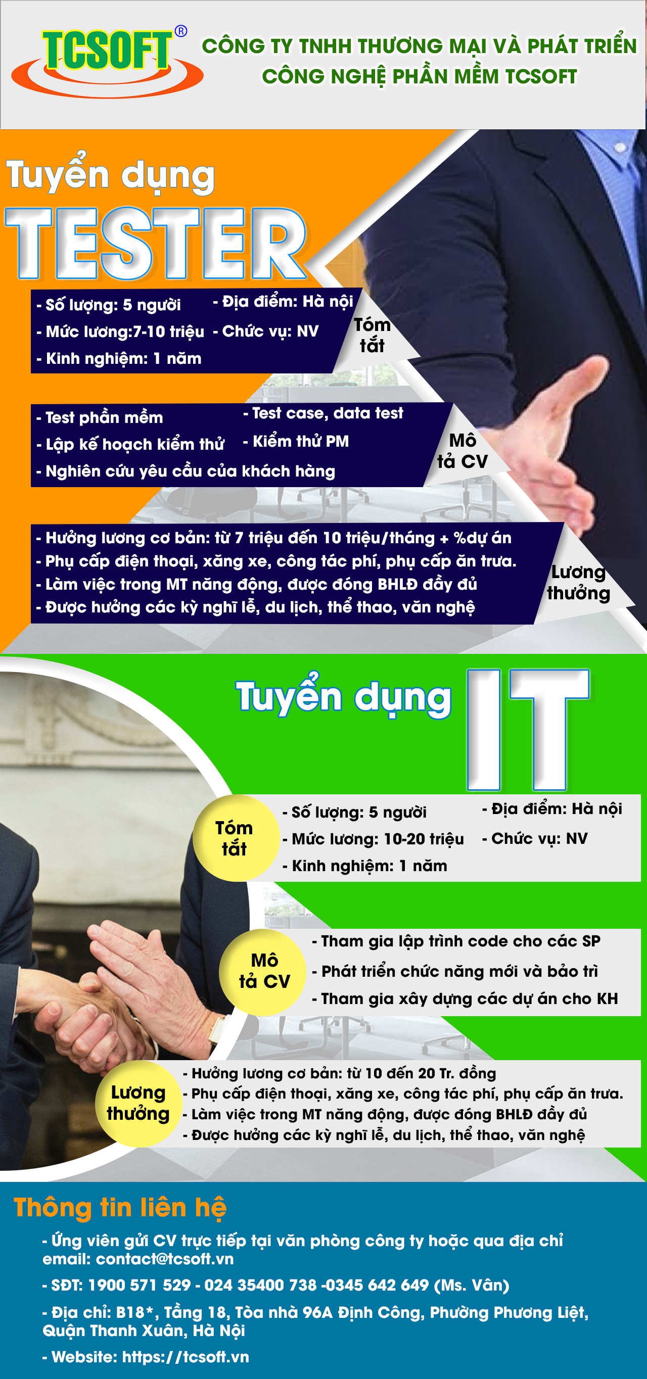 TCSOFT - Tuyển dụng nhân viên tháng 6